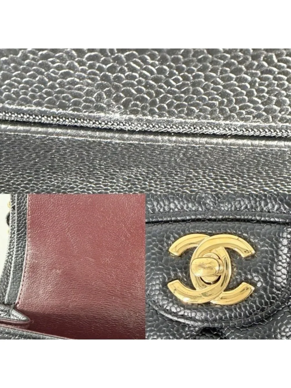 Chanel Shoulder Bag Quilted 25 Double Chain CC Logo Flap Crossbody Caviar